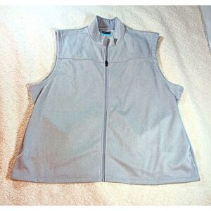 PGA Tour Men's Full Zip Golf Vest Gray Knit Mock Neck Sleeveless Jacket Size 3XL